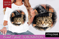 Halloween Cat Round Tshirt Background - Witch Hat PNG Product Image 1