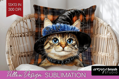Halloween Cat Pillow Sublimation - Witch Hat Pillow Cover Product Image 1