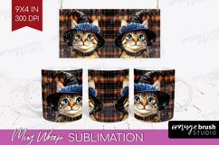 Halloween Cat Mug Wrap - Witch Hat Mug PNG Sublimation Product Image 1