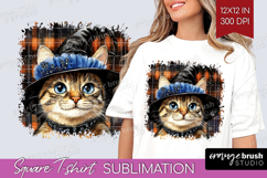 Halloween Cat Square Tshirt Background - Witch Hat PNG Product Image 1