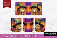 Halloween Cat Mug Wrap - Witch Hat Mug PNG Sublimation Product Image 1