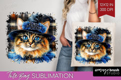 Halloween Cat Tote Bag - Witch Hat Tote Bag PNG Sublimation Product Image 1