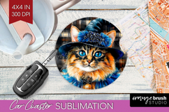 Halloween Cat Car Coaster - Witch Hat Coaster PNG Product Image 1