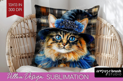 Halloween Cat Pillow Sublimation - Witch Hat Pillow Cover Product Image 1