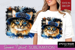 Halloween Cat Square Tshirt Background - Witch Hat PNG Product Image 1