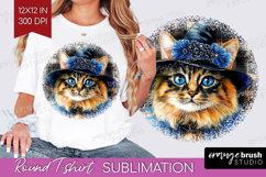 Halloween Cat Round Tshirt Background - Witch Hat PNG Product Image 1