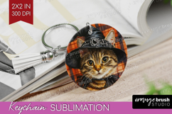 Halloween Cat Keychain PNG - Witch Hat Keychain Sublimation Product Image 1