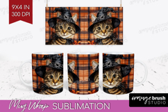 Halloween Cat Mug Wrap - Witch Hat Mug PNG Sublimation Product Image 1