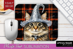 Halloween Cat Mouse Pad Sublimation - Witch Hat Mousepad PNG Product Image 1