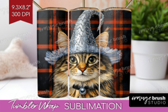 Halloween Cat Tumbler Wrap - Witch Hat Tumbler PNG Product Image 1