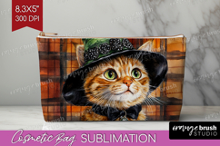 Halloween Cat Cosmetic Bag - Witch Hat Makeup Bag PNG Product Image 1