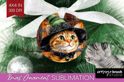 Halloween Cat Ornament PNG - Witch Hat PNG Sublimation Product Image 1