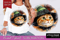 Halloween Cat Round Tshirt Background - Witch Hat PNG Product Image 1