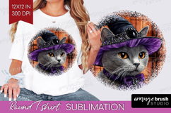 Halloween Cat Round Tshirt Background - Witch Hat PNG Product Image 1
