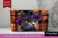 Halloween Cat Cosmetic Bag - Witch Hat Makeup Bag PNG Product Image 1
