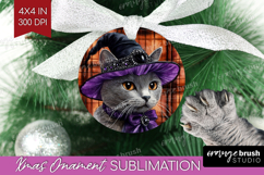 Halloween Cat Ornament PNG - Witch Hat PNG Sublimation Product Image 1