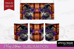 Halloween Cat Mug Wrap - Witch Hat Mug PNG Sublimation Product Image 1