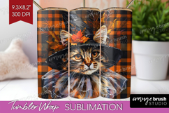 Halloween Cat Tumbler Wrap - Witch Hat Tumbler PNG Product Image 1
