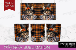 Halloween Cat Mug Wrap - Witch Hat Mug PNG Sublimation Product Image 1
