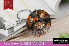 Halloween Cat Keychain PNG - Witch Hat Keychain Sublimation Product Image 1