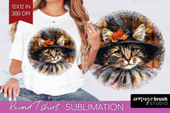 Halloween Cat Round Tshirt Background - Witch Hat PNG Product Image 1