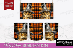 Halloween Cat Mug Wrap - Witch Hat Mug PNG Sublimation Product Image 1