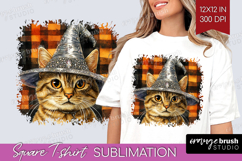 Halloween Cat Square Tshirt Background - Witch Hat PNG Product Image 1