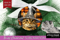 Halloween Cat Ornament PNG - Witch Hat PNG Sublimation Product Image 1