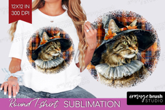 Halloween Cat Round Tshirt Background - Witch Hat PNG Product Image 1