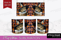 Halloween Cat Mug Wrap - Witch Hat Mug PNG Sublimation Product Image 1