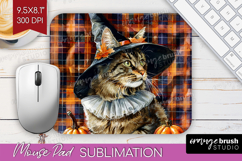 Halloween Cat Mouse Pad Sublimation - Witch Hat Mousepad PNG Product Image 1