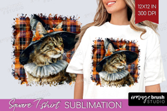 Halloween Cat Square Tshirt Background - Witch Hat PNG Product Image 1