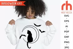 halloween cat svg, black cat svg, halloween shirt svg, happy halloween svg, halloween sign svg, witch cat, spooky cat svg, scary cat svg, cat ghost svg, halloween moon svg, cat on the moon svg, cat and bats svg