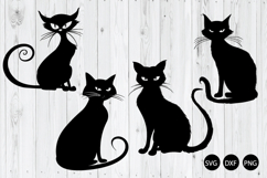 Halloween Cat SVG, Halloween Black Cat Silhouette SVG Product Image 1