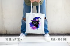 Cute watercolor witch, owl, cat Halloween sublimation- 4 png Product Image 10