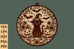 Halloween Cat Hanging Ornament SVG Product Image 1