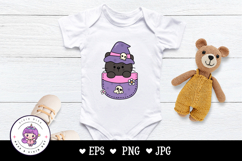 Halloween cat kitten in pocket kawaii clipart spooky night Product Image 4