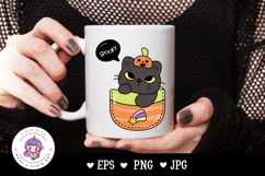 Halloween cat in pocket kawaii kitten and pumpkin clipart Product Image 2