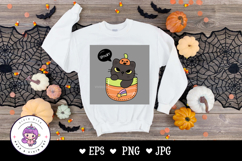 Halloween cat in pocket kawaii kitten and pumpkin clipart Product Image 3