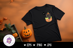 Halloween cat in pocket kawaii kitten and pumpkin clipart Product Image 4