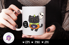 Halloween cat wear pumpkin dress kawaii kitten clipart Product Image 2