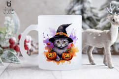 Halloween Cat Pumpkin Watercolor Sublimation PNG Clipart Product Image 4