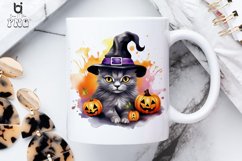 Halloween Cat Pumpkin Watercolor Sublimation PNG Clipart Product Image 5