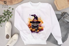 Halloween Cat Pumpkin Watercolor Sublimation PNG Clipart Product Image 9