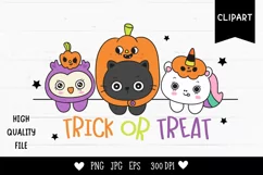 Halloween animal cat unicorn and owl kawaii cliparts cartoon Product Image 1