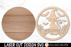 Halloween Cat Welcome Sign Laser Cut Product Image 2