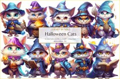 Halloween cat clipart bundle set of 10 illustration Product Image 1