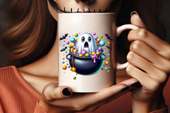 halloween cauldron candy ghost png, ghost with candy clipart, cute halloween sublimation, spooky cauldron ghost png, kawaii halloween candy ghost, halloween sublimation clipart, magical ghost with cauldron, halloween candy design, ghost trick or treat png