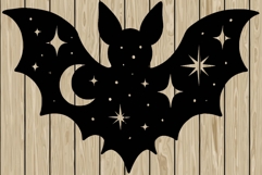 Halloween celestial bat stencil silhouette SVG Product Image 1