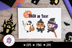 Halloween cartoon trick or treat kawaii cliparts spooky cute Product Image 5